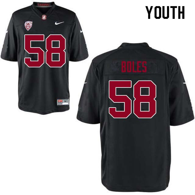 Youth Stanford Cardinal #58 Dylan Boles College Football Jerseys Sale-Black - Click Image to Close